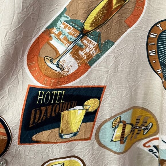 Vintage Tori Richard Hawaiian Cocktail Print Short Sleeve Shirt Size Large - Picture 4 of 9